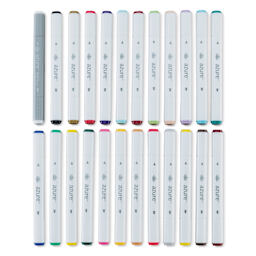 Royal & Langnickel Azure Dual Tip Markers - Set of 24, Basic Colors, markers laid out