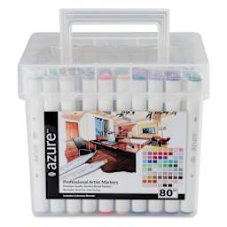 Royal & Langnickel Azure Dual Tip Markers - Set of 80, front of the carrying case