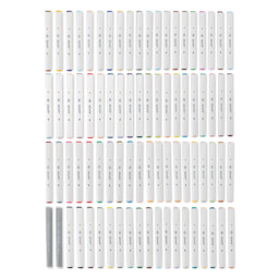 Royal & Langnickel Azure Dual Tip Markers - Set of 80, markers laid out