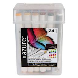 Royal & Langnickel Azure Dual Tip Markers - Set of 24, Jewel Tones, front of the carrying case