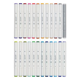Royal & Langnickel Azure Dual Tip Markers - Set of 24, Jewel Tones, markers laid out