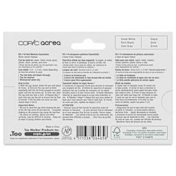 Copic Acrea Paint Markers - Essentials Colors, Set of 6, back of the packaging
