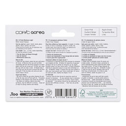 Copic Acrea Paint Markers - Light Colors, Set of 6, back of the packaging