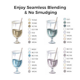 Ohuhu Honolulu Dual Tip Marker Sets - Set of 36, Grayscale Colors, glasses drawn with grayscale markers