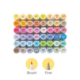 Ohuhu Honolulu Dual Tip Marker Set - Set of 48, Mid-Tone, included colors, brush and chisel tip