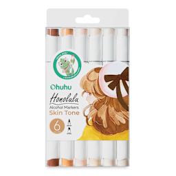 Ohuhu Honolulu Dual Tip Marker Set - Set of 6, Skin Tone, front of packaging