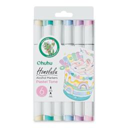 Ohuhu Honolulu Dual Tip Marker Set - Set of 6, Pastel Tone, front of packaging