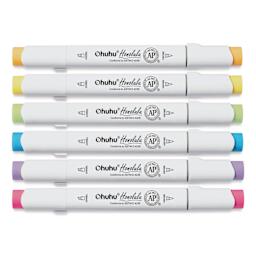 Ohuhu Honolulu Dual Tip Marker Set - Set of 6, Basic Colors