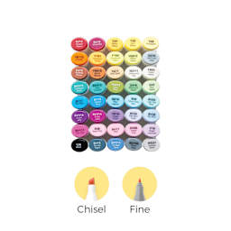 Ohuhu Oahu Dual-Tip Marker Set - Set of 40, Unique Colors, included colors