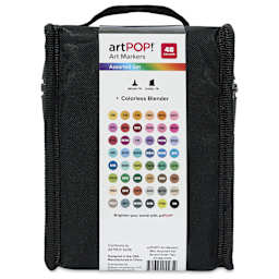 artPOP! Chisel and Brush Dual Tip Alcohol Art Marker Set - Set of 49, Assorted, back of packaging