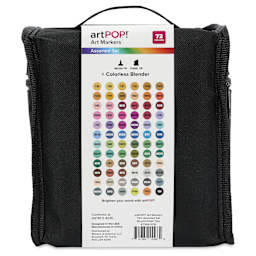 artPOP! Chisel and Brush Dual Tip Alcohol Art Marker Set - Set of 73, Assorted, back of packaging