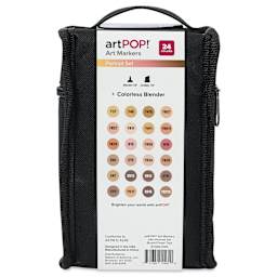 artPOP! Chisel and Brush Dual Tip Alcohol Art Marker Set - Set of 25, Portrait, back of packaging