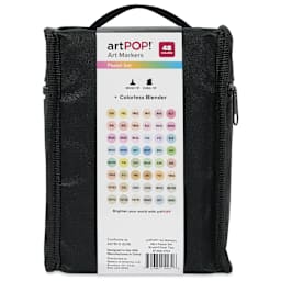 artPOP! Chisel and Brush Dual Tip Alcohol Art Marker Set - Set of 49, Pastel, back of packaging