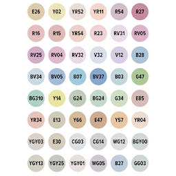 artPOP! Chisel and Brush Dual Tip Alcohol Art Marker Set - Set of 49, Pastel, color-codes on caps