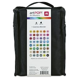artPOP! Chisel and Fine Dual Tip Alcohol Art Marker Set - Set of 49, Assorted, back of packaging