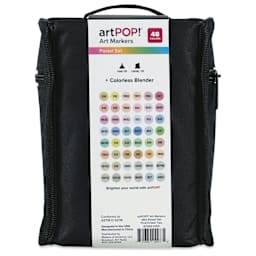 artPOP! Chisel and Fine Dual Tip Alcohol Art Marker Set - Set of 49, Pastel, back of packaging