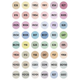 artPOP! Chisel and Fine Dual Tip Alcohol Art Marker Set - Set of 49, Pastel, color-codes on caps