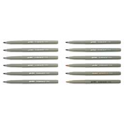 Liqui-Mark Permanent Markers- Set of 12, Assorted, Extra Fine Tip with caps off