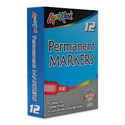 Liqui-Mark Permanent Markers- Pkg of 12, Assorted, Chisel Tip front of packaging