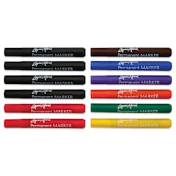 Liqui-Mark Permanent Markers- Pkg of 12, Assorted, Chisel Tip with caps on