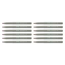 Liqui-Mark Permanent Markers- Pkg of 12, Red, Extra Fine Tip with caps off