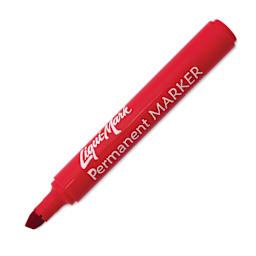 Liqui-Mark Permanent Markers- Pkg of 12, Red, Chisel Tip single marker with cap off