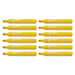 Liqui-Mark Permanent Markers- Pkg of 12, Yellow, Chisel Tip with caps off