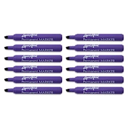 Liqui-Mark Permanent Markers- Pkg of 12, Purple, Chisel Tip with caps off