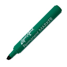 Liqui-Mark Permanent Markers- Pkg of 12, Green, Chisel Tip single marker with cap off