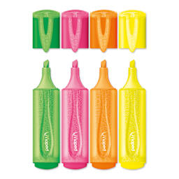 Maped Fluo Peps Highlighters - Set of 4, Fluorescent Glitter