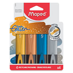 Maped Fluo Peps Highlighters - Set of 4, Metallic Glitter, front of packaging