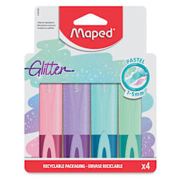Maped Fluo Peps Highlighters - Set of 4, Pastel Glitter, front of packaging