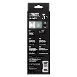 Liquitex Markers - Set of 3, Monochrome, Bullet Tip, 2 mm, back of packaging