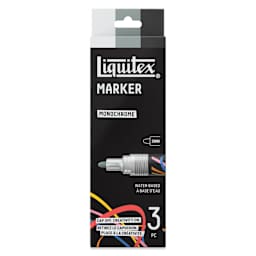 Liquitex Markers - Set of 3, Monochrome, Bullet Tip, 2 mm, front of packaging