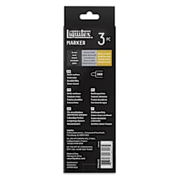 Liquitex Markers - Set of 3, Accent Colors, Bullet Tip, 2 mm, back of packaging