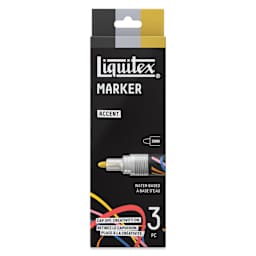 Liquitex Markers - Set of 3, Accent Colors, Bullet Tip, 2 mm, front of packaging