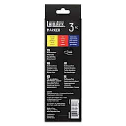 Liquitex Markers - Set of 3, Primary Colors, Bullet Tip, 2 mm, back of packaging