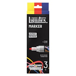 Liquitex Markers - Set of 3, Primary Colors, Bullet Tip, 2 mm, front of packaging