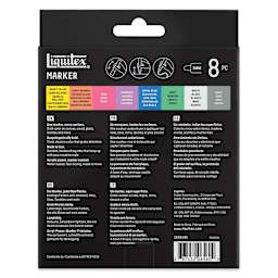 Liquitex Markers - Set of 8, Dreamscape Colors, Bullet Tip, 2 mm, back of packaging