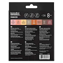 Liquitex Markers - Set of 8, Portrait Colors, Bullet Tip, 2 mm, back of packaging