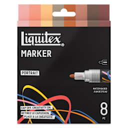 Liquitex Markers - Set of 8, Portrait Colors, Bullet Tip, 2 mm, front of packaging