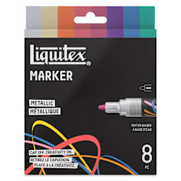 Liquitex Markers - Set of 8, Metallic Colors, Bullet Tip, 2 mm, front of packaging