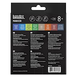 Liquitex Markers - Set of 8, Landscape Colors, Bullet Tip, 2 mm, back of packaging