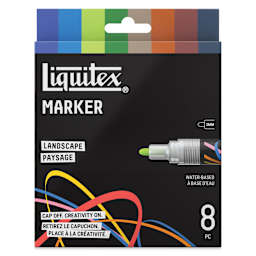 Liquitex Markers - Set of 8, Landscape Colors, Bullet Tip, 2 mm, front of packaging