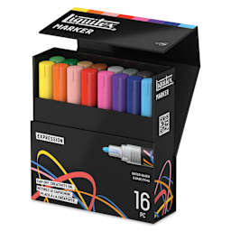 Liquitex Markers - Set of 16, Expression Colors, Bullet Tip, 2 mm
