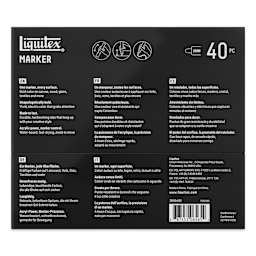 Liquitex Markers - Set of 40, Radical Colors, Bullet Tip, 2 mm, back of packaging