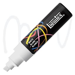 Liquitex Marker - White, Chisel Tip, 8 mm marker with swatch