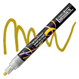 Liquitex Marker - Metallic Gold, Bullet Tip, 2 mm marker with swatch