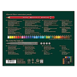 Faber-Castell Albrecht Dürer & Pitt Artist Pen Gift Set - Set of 37, back of packaging