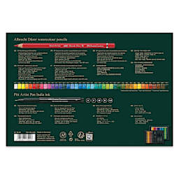 Faber-Castell Albrecht Dürer & Pitt Artist Pen Gift Set - Set of 46, back of packaging